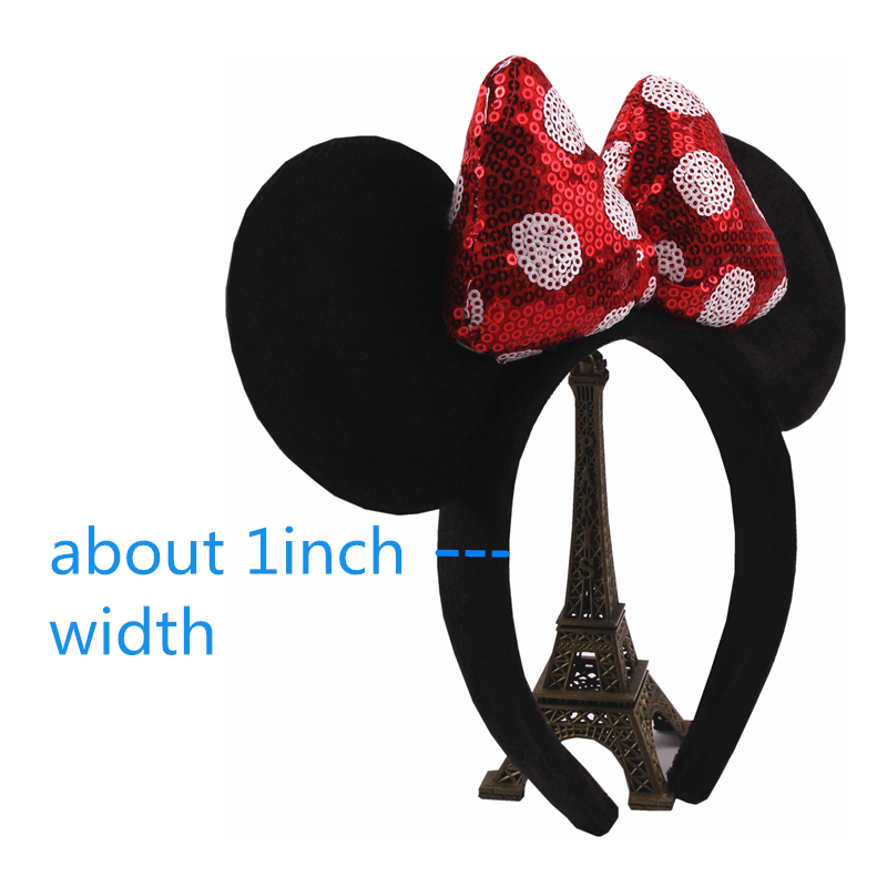 2023 Hot Sales Disney Mickey Ears Headband For Girls Women 5''Polka Dot Bow Hairband Festival Party Travel DIY Hair Accessories