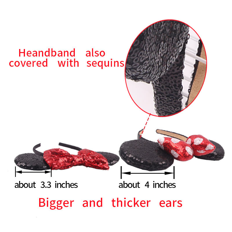 2023 Hot Sales Disney Mickey Ears Headband For Girls Women 5''Polka Dot Bow Hairband Festival Party Travel DIY Hair Accessories