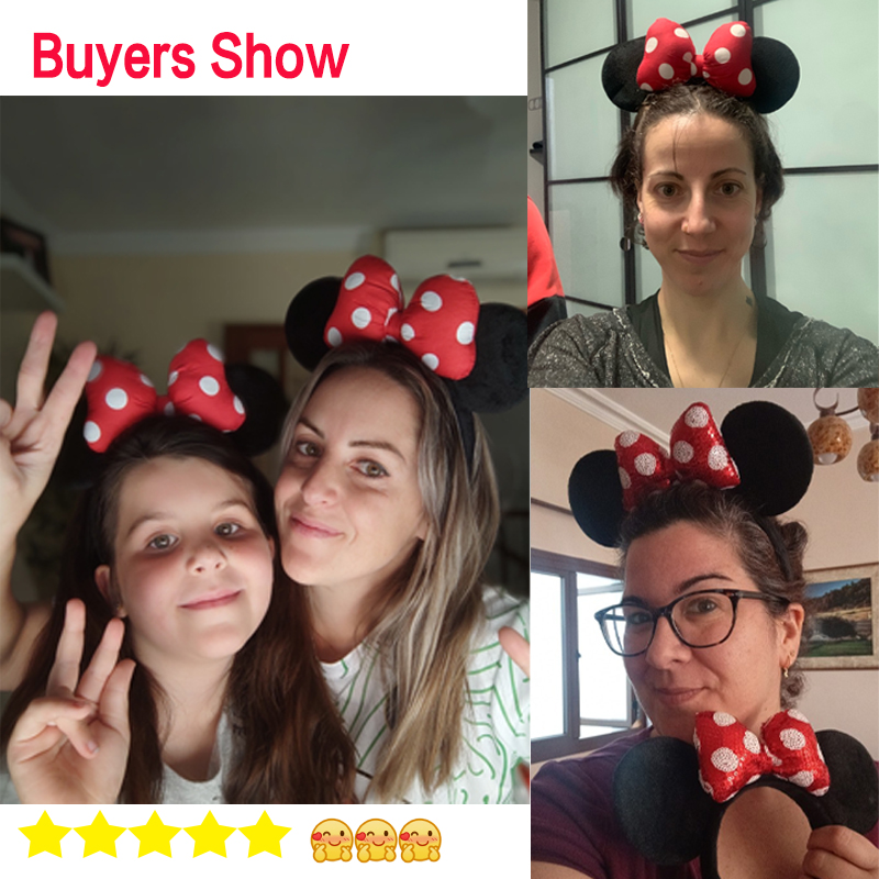 2023 Hot Sales Disney Mickey Ears Headband For Girls Women 5''Polka Dot Bow Hairband Festival Party Travel DIY Hair Accessories