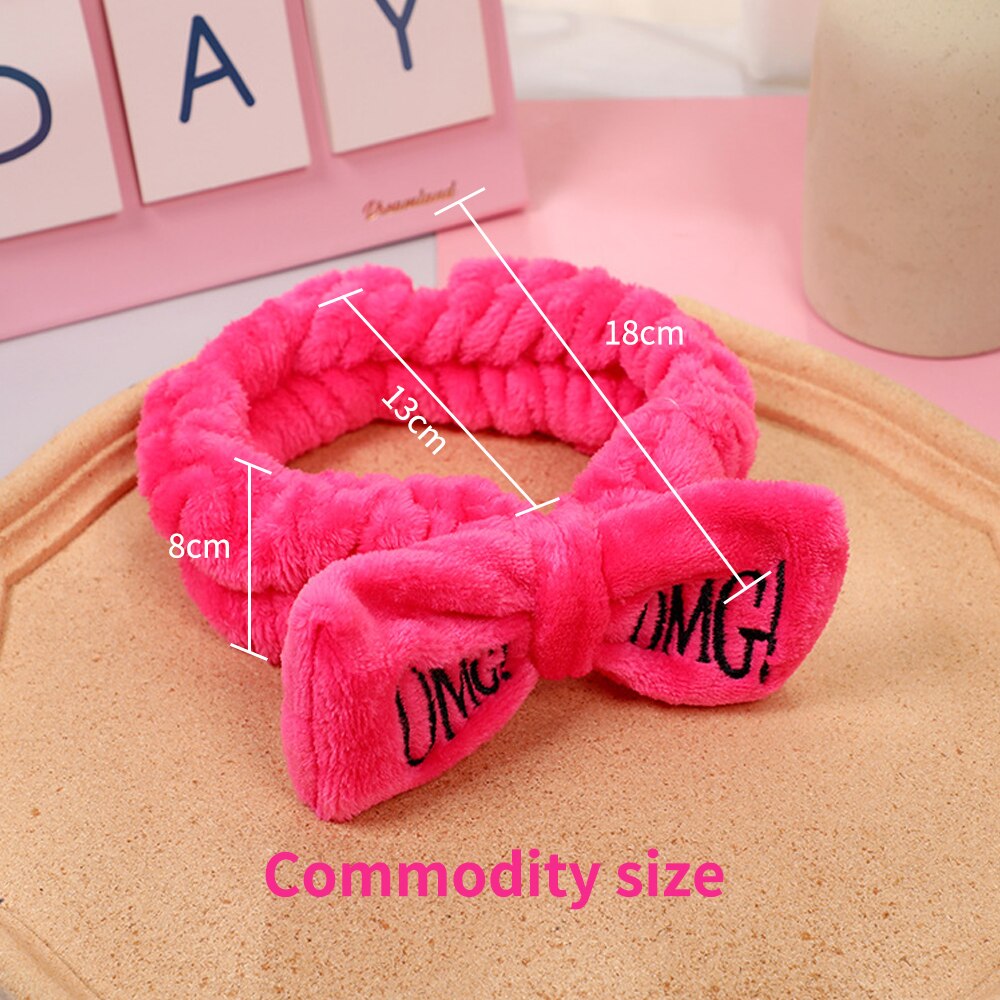 Two Pack Washing Face Hair Band Girls Simple Autumn and Winter Plush Headband Wash Makeup Hair Band Rose Red Pink