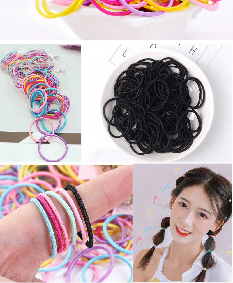 100pcs/lot 3CM Hair Accessories Girls Rubber bands Scrunchy Elastic Hair Bands kids baby Headband decorations ties Gum for hair