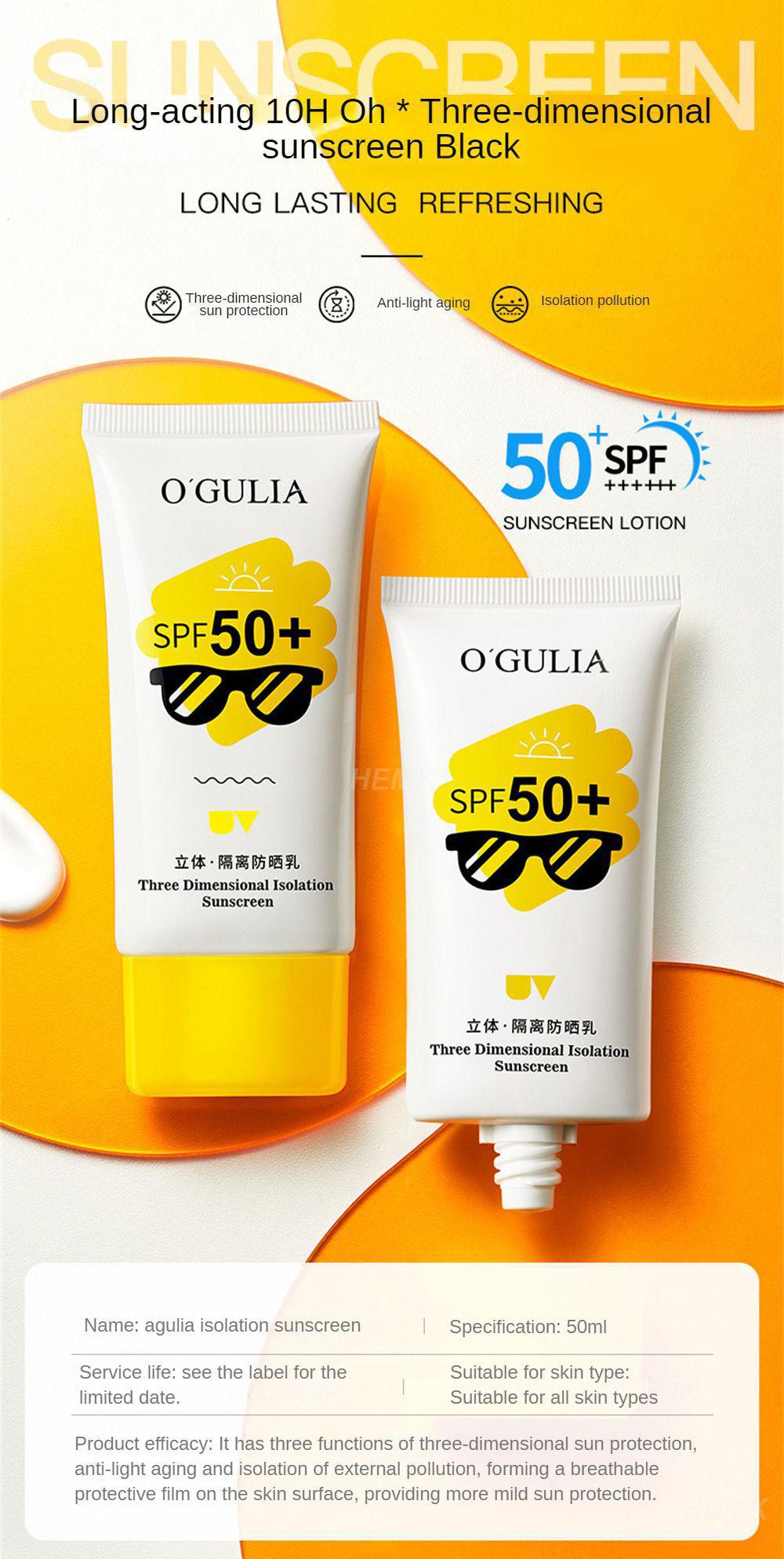 Uv-proo Spf50 Anti-aging Sweat-proof Waterproof Not Greasy Skin Care Isolation 50ml Breathable Beauty Products Sunscreen