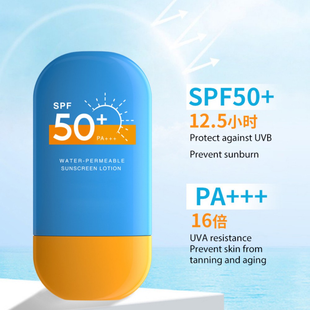 50g SPF50+PA+++ Facial Sunscreen Isolation Body Protection Lightweight Breathable Non-Sticky Skin Care Safe Beauty Health