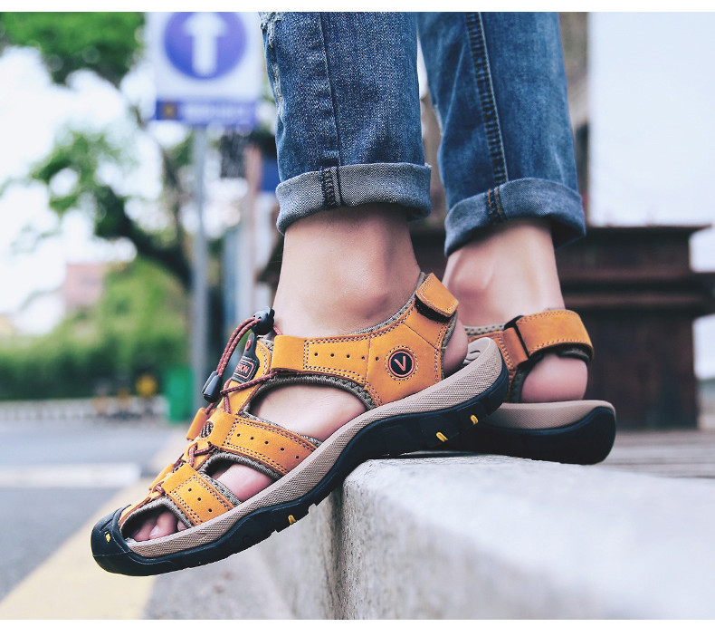 MIXIDELAI Genuine Leather Men Shoes Summer New Large Size Men's Sandals Men Sandals Fashion Sandals Slippers Big Size 38-47