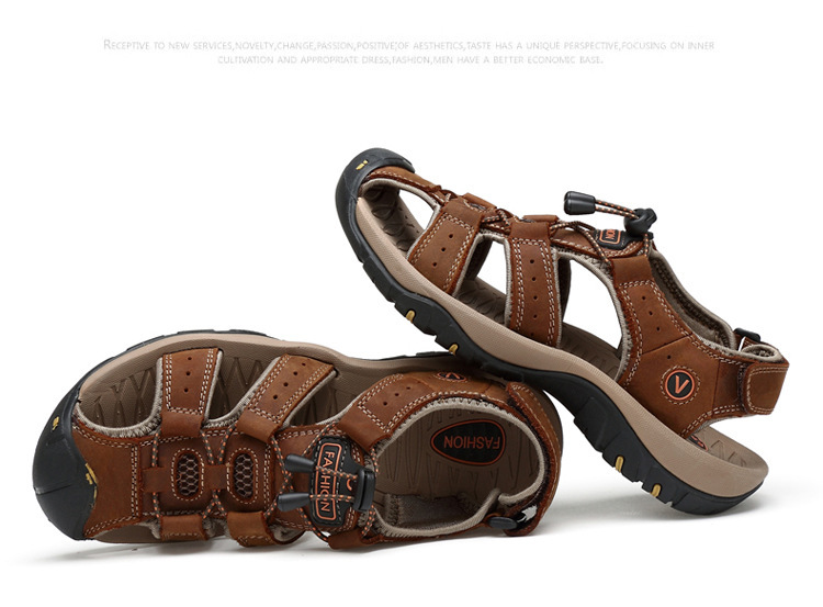 2023 Genuine Leather Men's Sandals Summer Outdoor Sports Men's Sandals Slippers Non Slip Beach Shoes Casual Men Sandalias Hombre