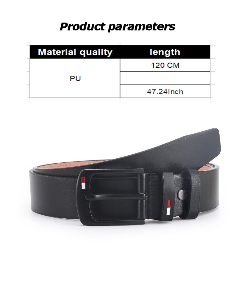 Fashion And Classical PU Alloy Square Buckle Belts Business Versatile Leisure Belts Black For Men Jean Pants Waistband