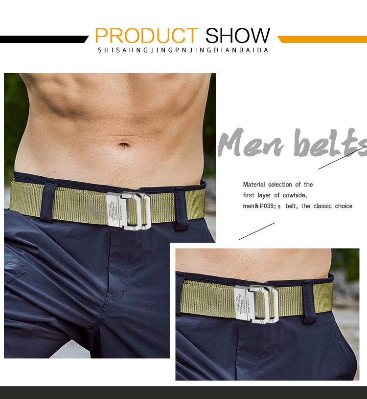 Men Belts Automatic Buckle Metal Webbing Belts for Men Canvas Nylon High Quality Strap Casual Sports Students HB009