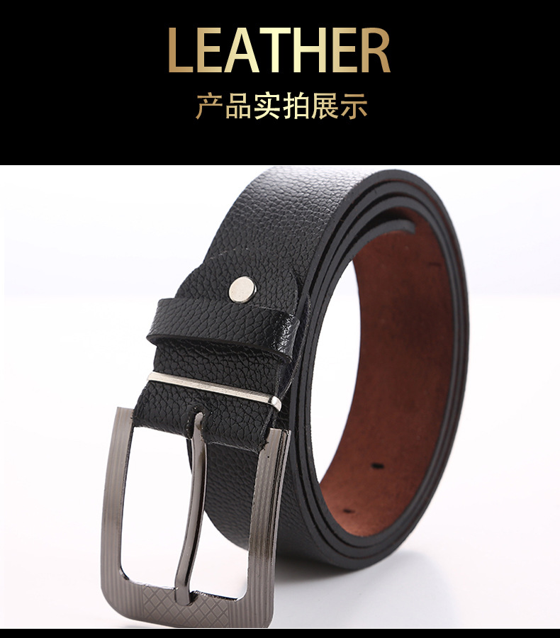 Leather Cowhide Men's Belt Fashion Metal Alloy Pin Buckle Adult Jeans Business Casual Waist Male Strap Men's Belt