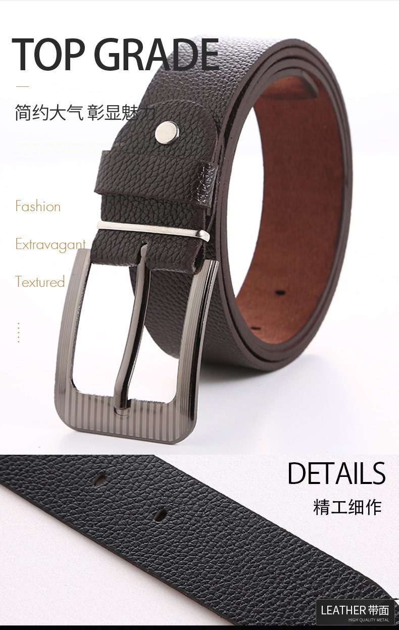 Leather Cowhide Men's Belt Fashion Metal Alloy Pin Buckle Adult Jeans Business Casual Waist Male Strap Men's Belt