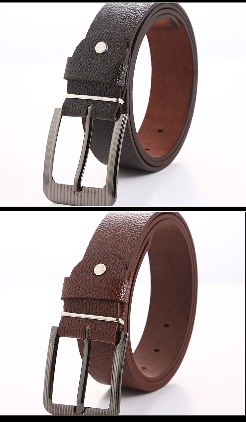 Leather Cowhide Men's Belt Fashion Metal Alloy Pin Buckle Adult Jeans Business Casual Waist Male Strap Men's Belt