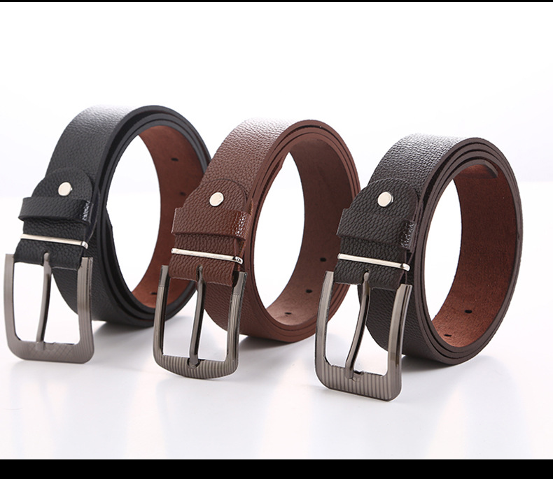 Leather Cowhide Men's Belt Fashion Metal Alloy Pin Buckle Adult Jeans Business Casual Waist Male Strap Men's Belt