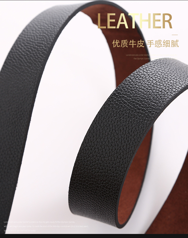 Leather Cowhide Men's Belt Fashion Metal Alloy Pin Buckle Adult Jeans Business Casual Waist Male Strap Men's Belt