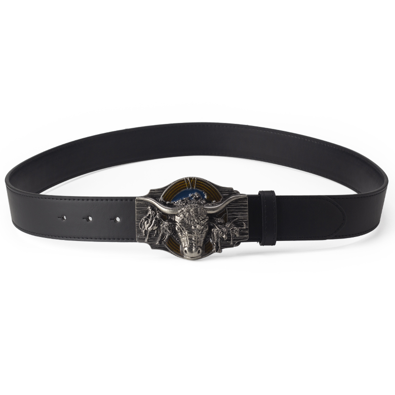 Skull Bull Ox Horn Men Leather Belt Cow Head Skeleton Western Cowboy Style Decoration Women Jeans Waistband