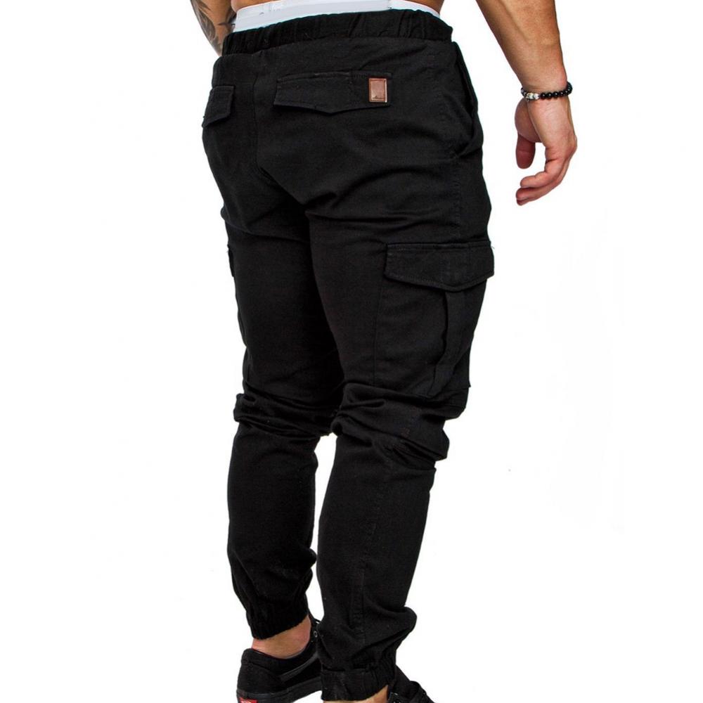 Dropshipping!New Fashion Men Jogger Pants Casual Solid Color Pockets Waist Drawstring Ankle Tied Skinny Cargo Pants Size XS-4XL