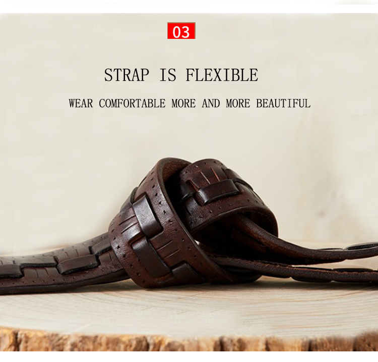 Western Gift High Quality Cow Leather Braided Copper Pin Buckle Men Belt Fashion Hand -woven Genuine Leather Men Belt