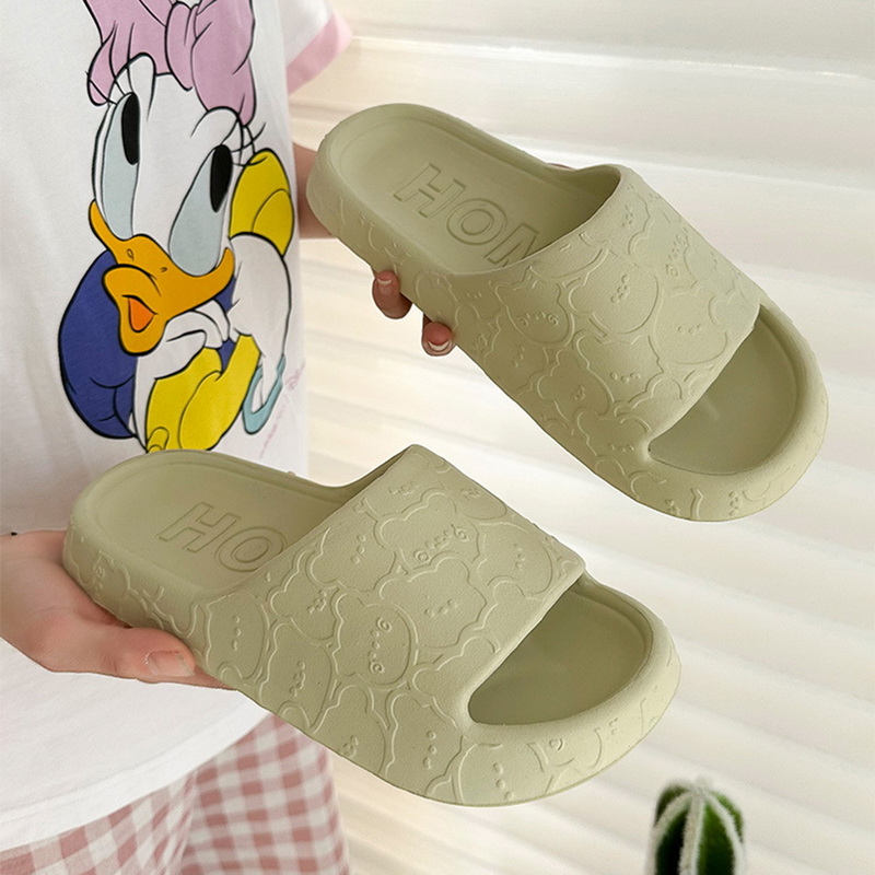 NEW Women Slippers Beach Slides Cartoon Bear Flip Flops Men'S Thick Sole Indoor Bathroom Anti-Slip Shoes Summer Couple Sandals